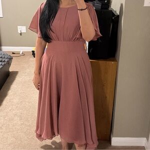 JJ house Elegant dusty rose Midi Dress